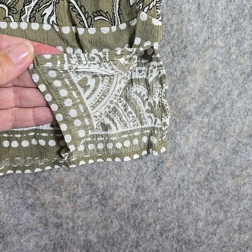 Soho Jeans Women's Size XL Olive Green Paisley Print Halter Sleeveless Tank Top